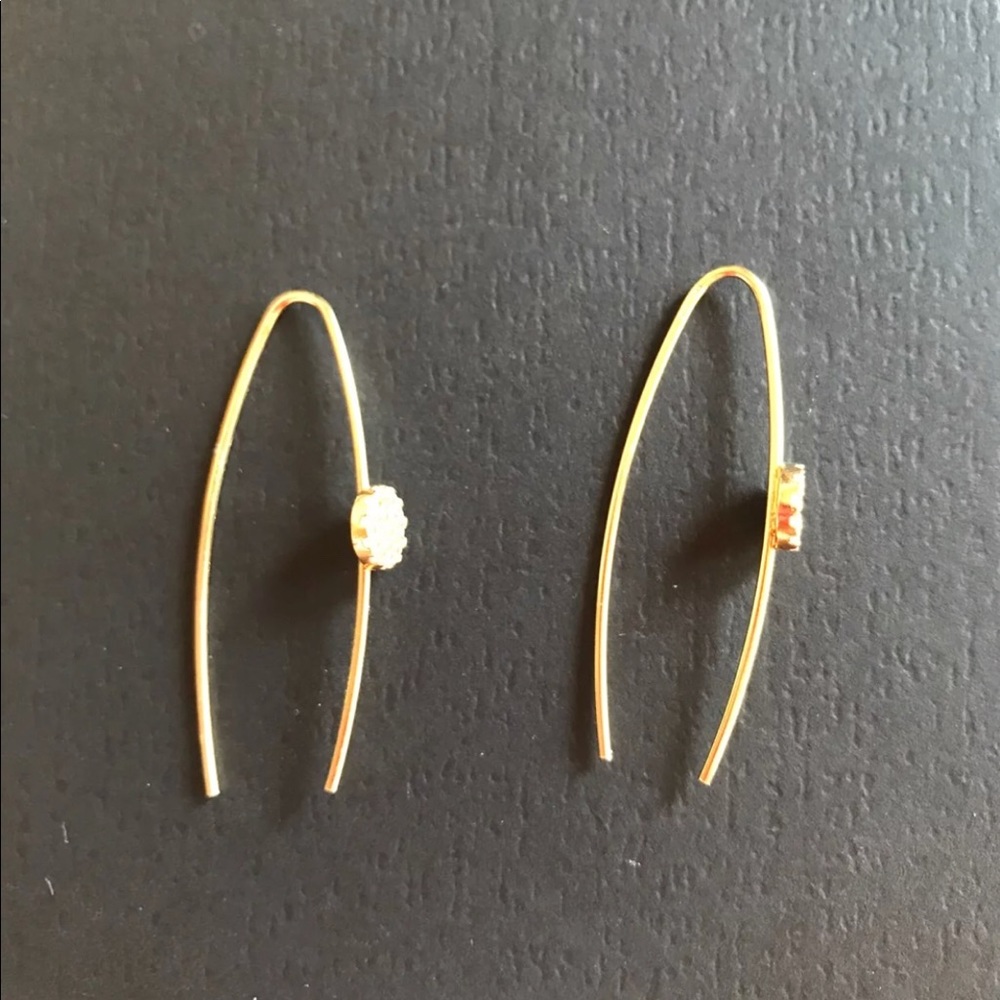 New solid 14k yellow gold curve designer earrings - Picture 3 of 6